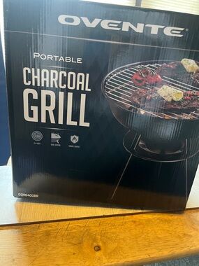 Ovente Portable Charcoal Grill - Black Compact BBQ